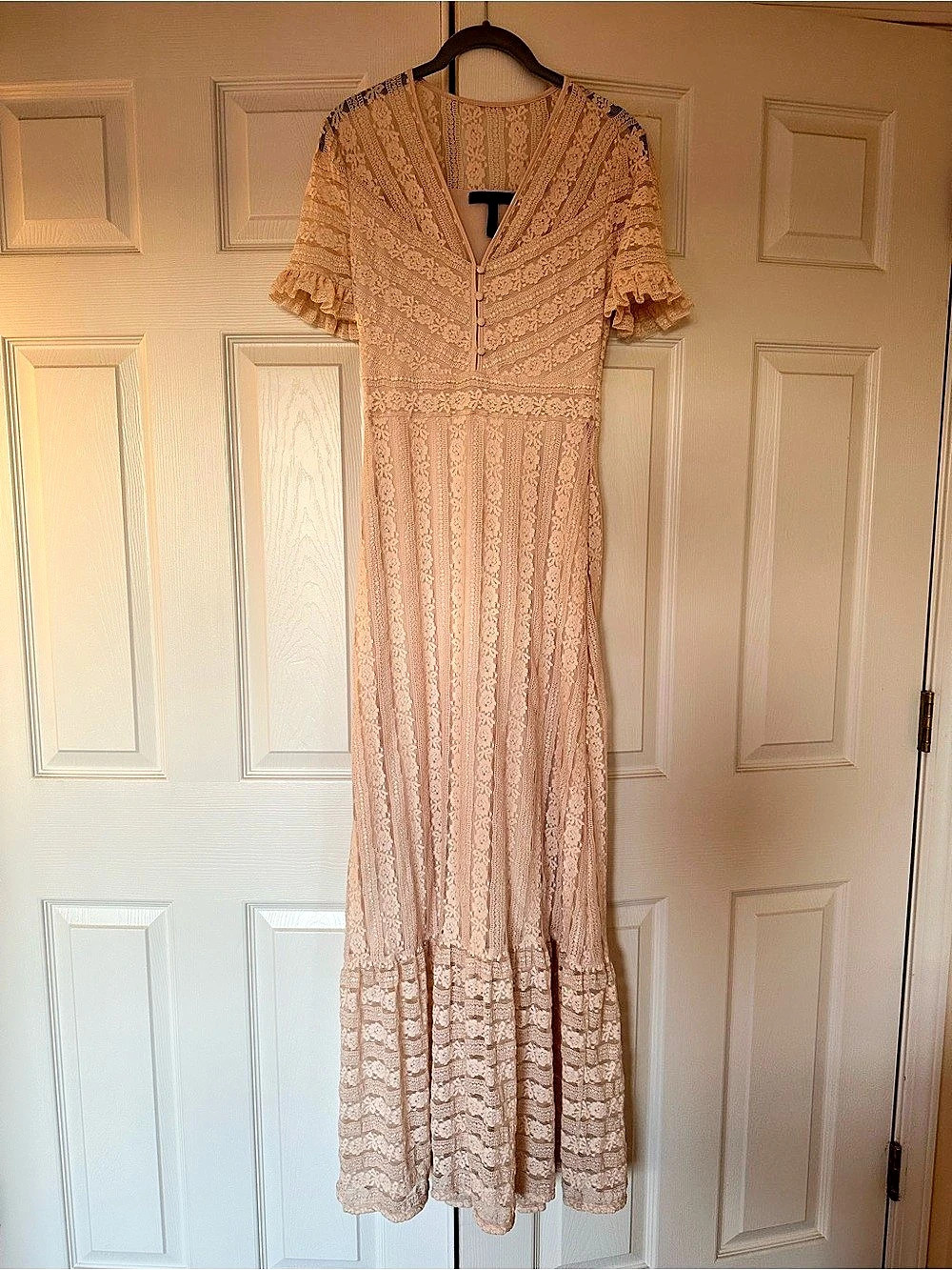 BCBGMAXAZRIA Lace Floral Maxi Dress in Pink Size XS Like New